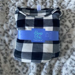 Sleep Chic Black Plaid Pajamas Set L